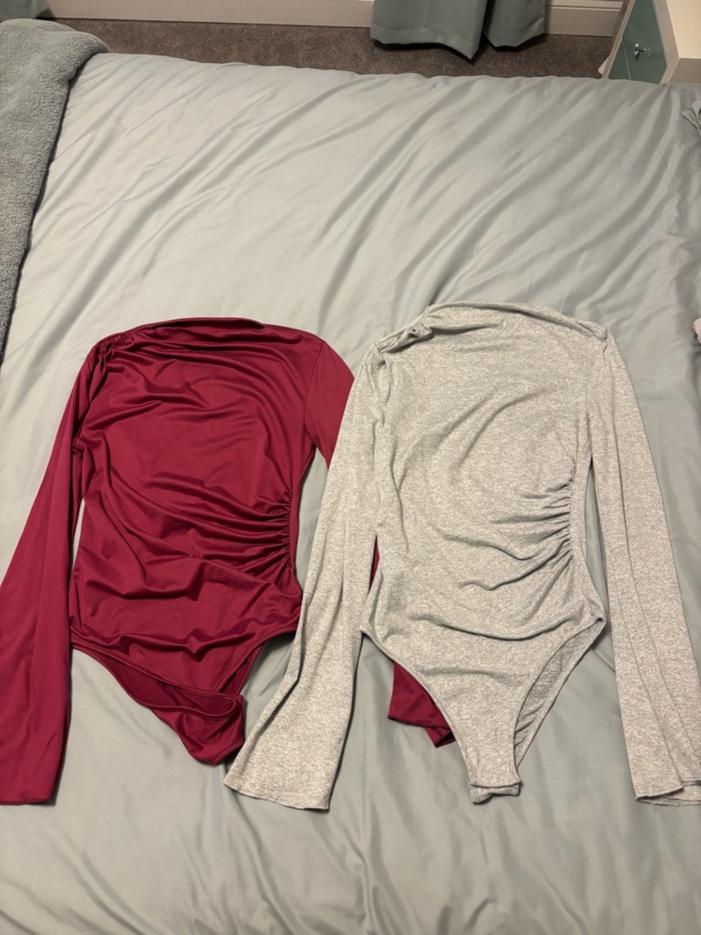 SHEIN Burgundy and Grey Long Sleeve Bodysuit Bundle